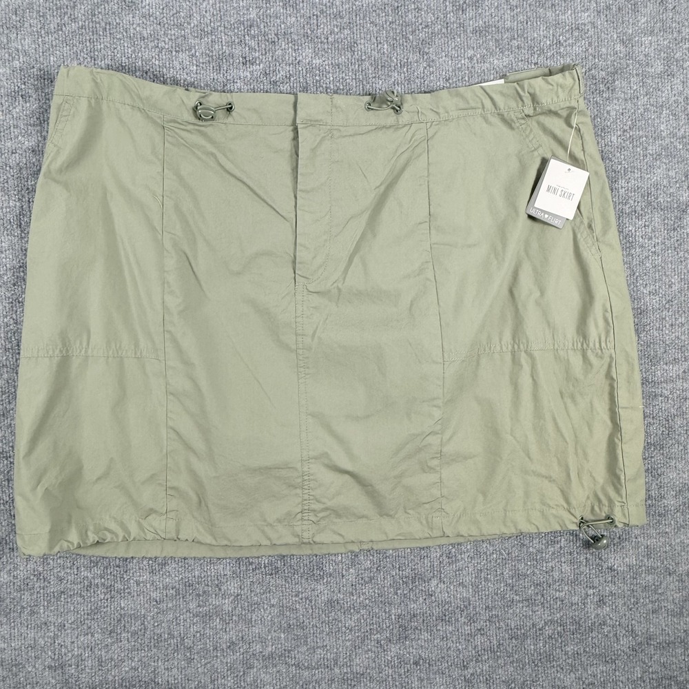 Ultra Flirt Mini Skirt Womens 2X Utility Drawstring Casual Lightweight Plus Size